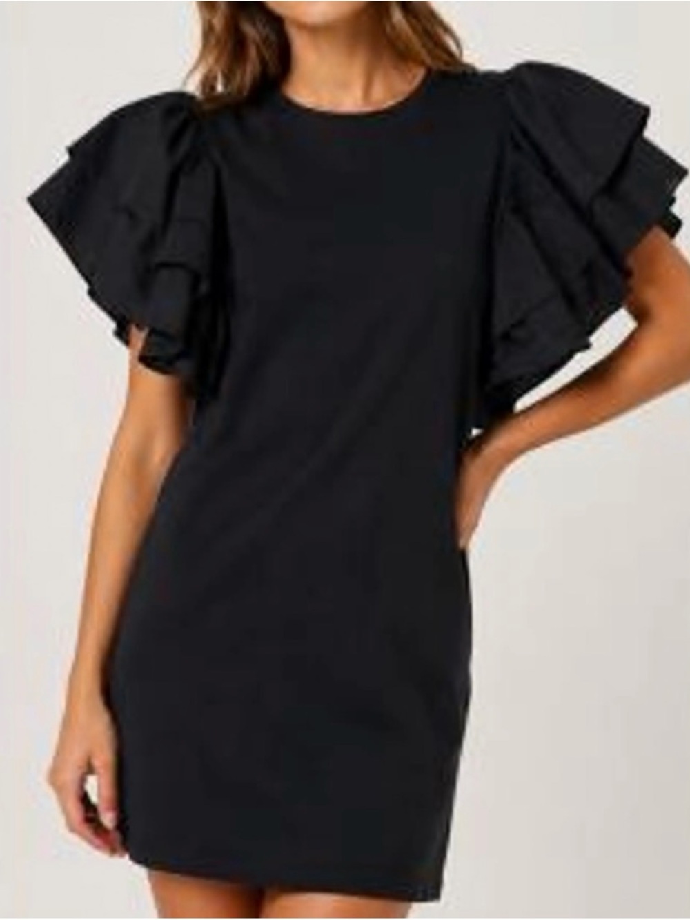 ZARA Black Ruffle Sleeve Dress